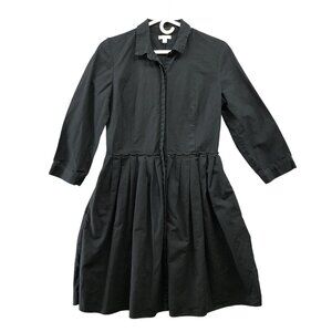GAP Black Linen Cotton Long Sleeve Fit & Flare Shirt Dress S EUC